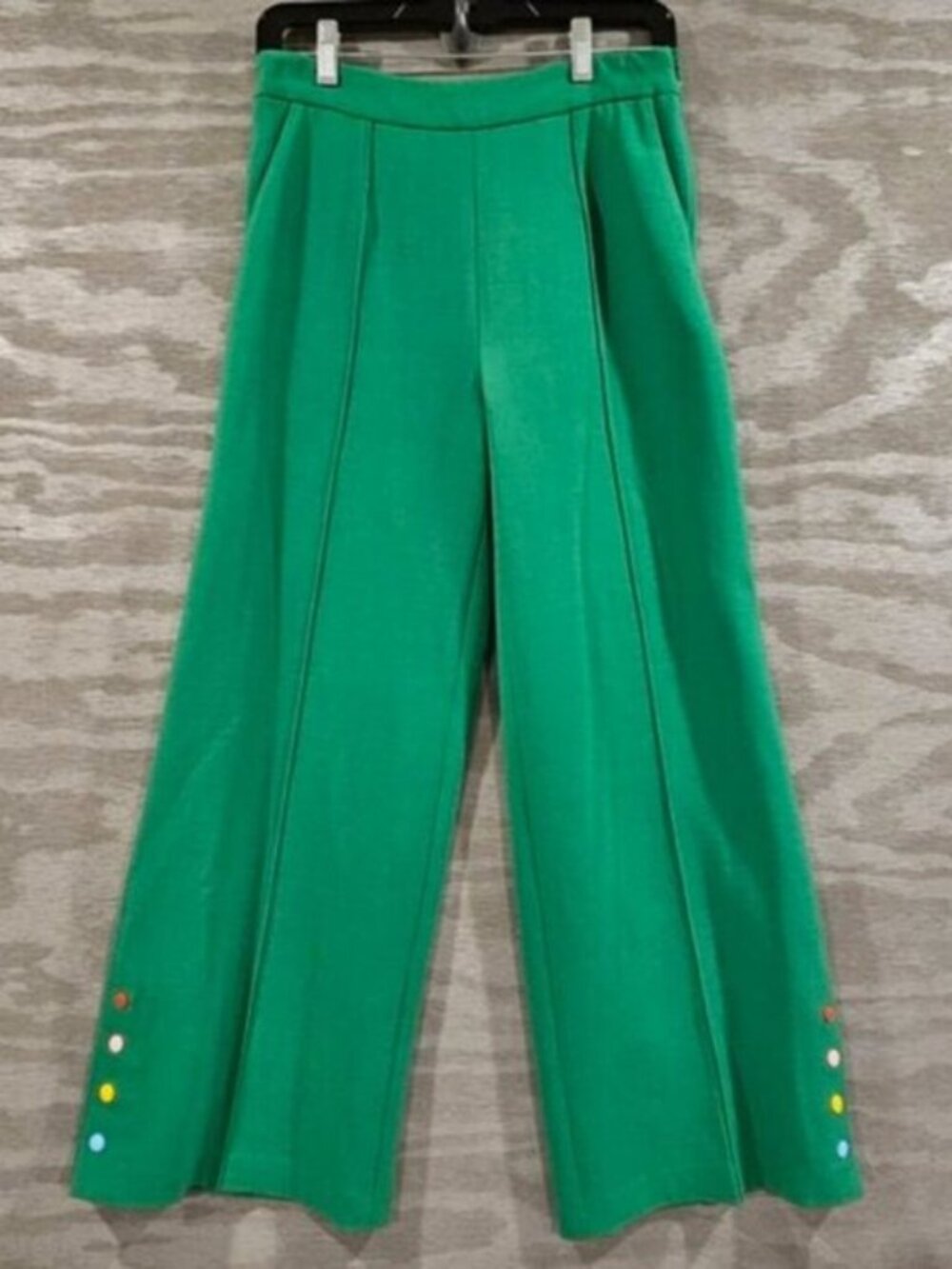 Lisa Perry Barneys New York SZ 4 Inspired 60's Kelly Green Festive Wide Leg Pant - Picture 2 of 14